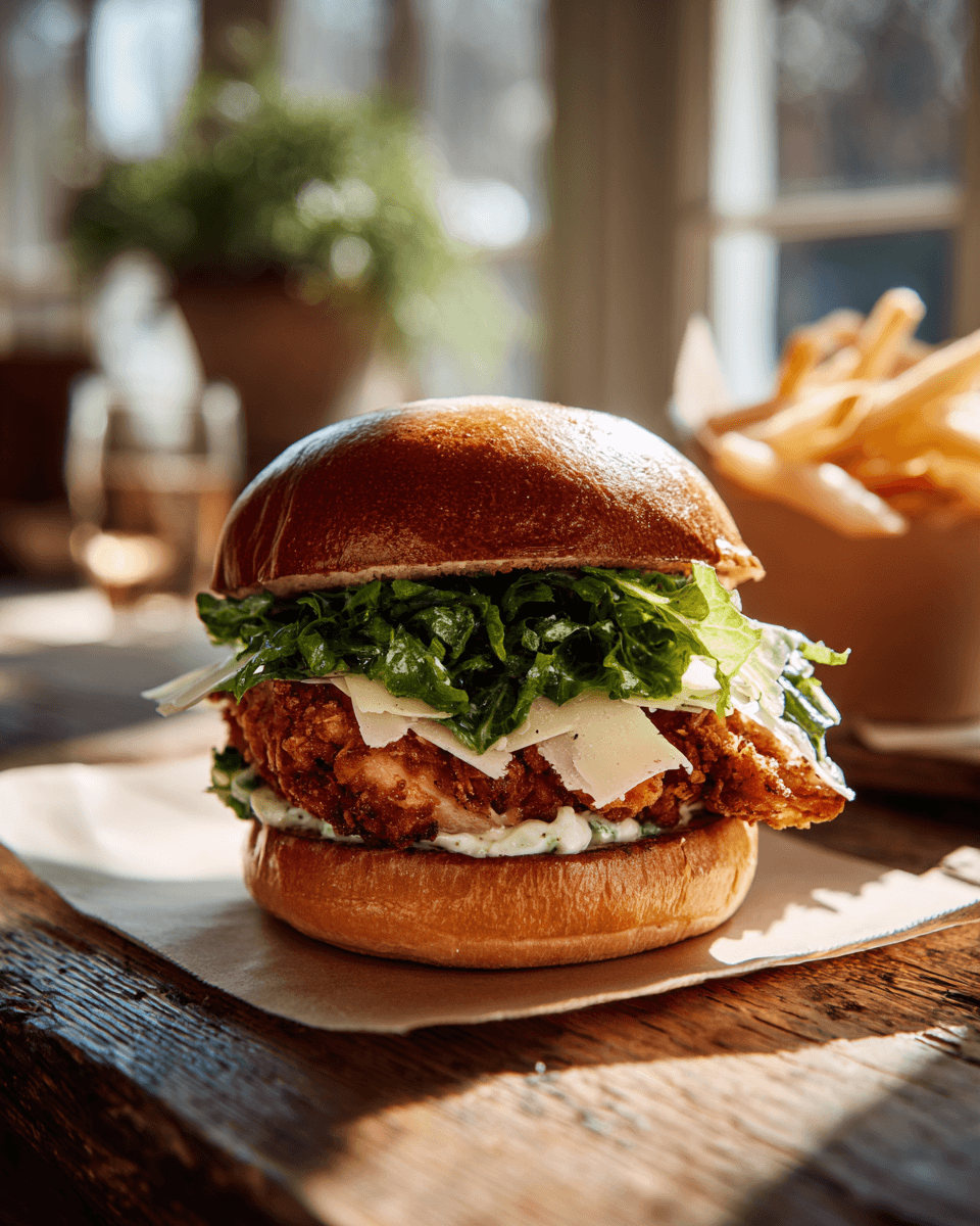 VIRAL CRISPY CHICKEN CAESAR SANDWICH (CRUNCH + SAUS = LIEFDE)