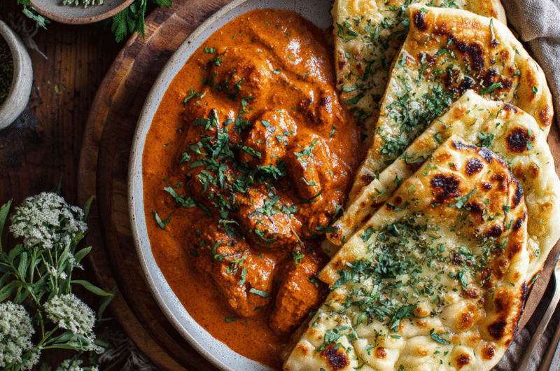 VIRAL BUTTER CHICKEN MET CHEESY GARLIC NAAN