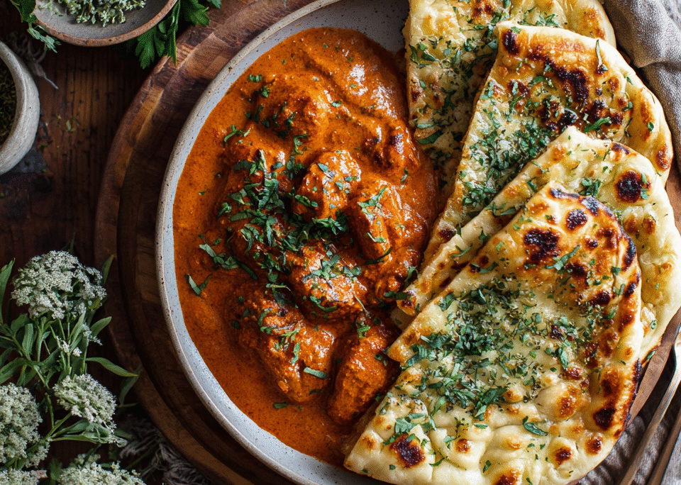 VIRAL BUTTER CHICKEN MET CHEESY GARLIC NAAN