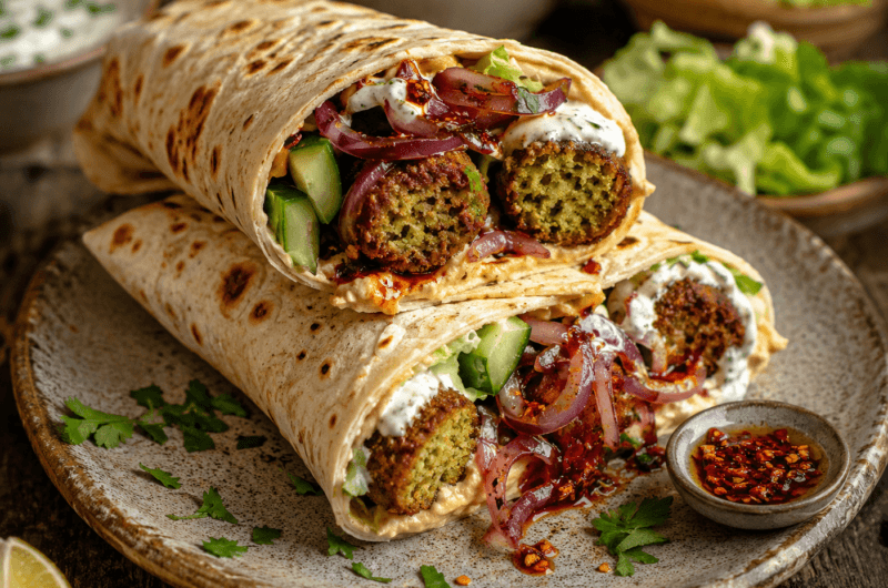 Crispy Falafel Wrap Met Hummus En Sticky Chili-ui