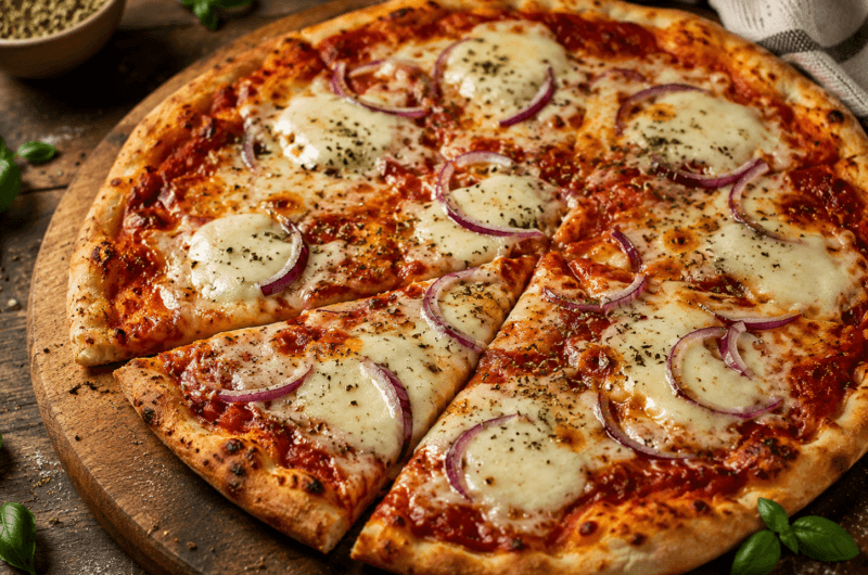 Huisgemaakte pizza met mozzarella