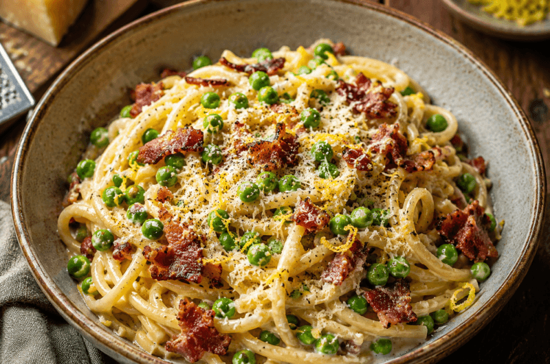 €3,80 • ROMIGE BACON PASTA MET DOPERWTEN.