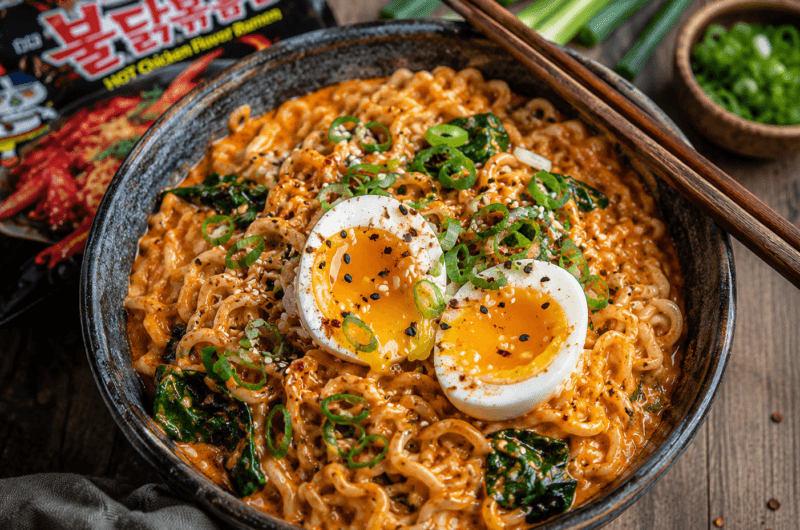 Creamy Korean Buldak Noodles met Ei
