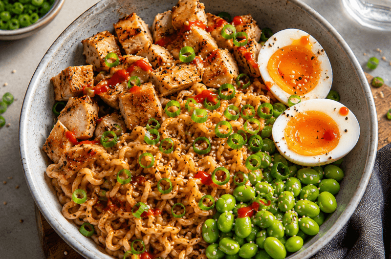 High Protein Gym Noodles met Kip en Edamame