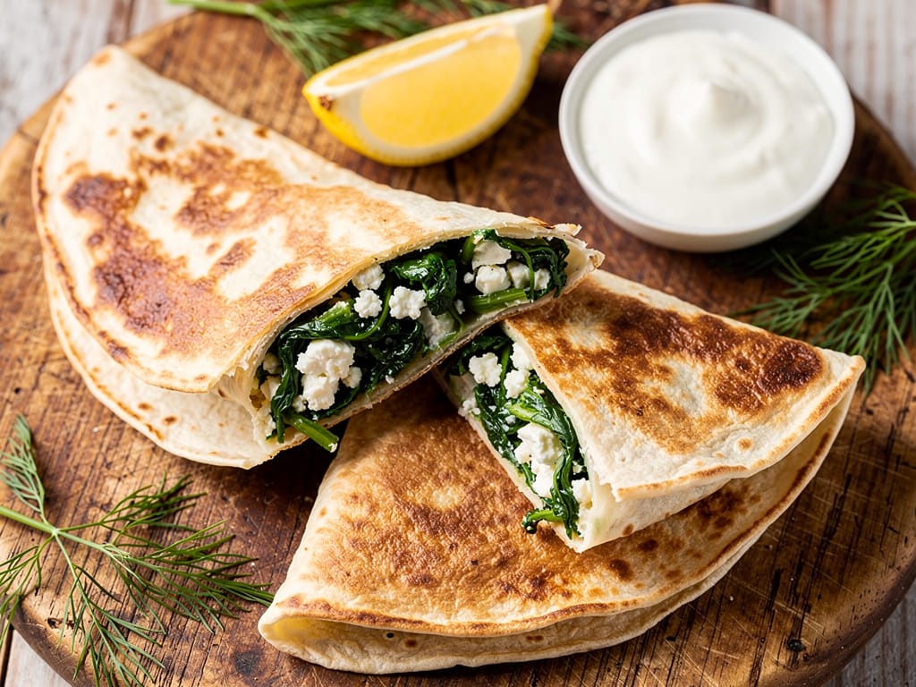 €1,90 • KROKANTE SPINAZIE-FETA WRAPS.