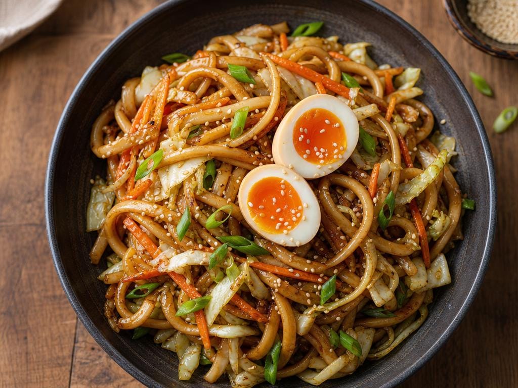 €2,00 • YAKI UDON RECEPT MET SPITSKOOL EN EI.